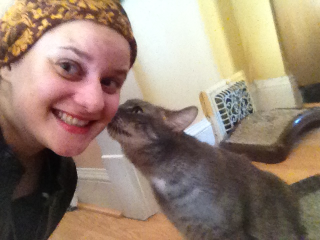 Me and the birthday girl's cat. Fast friends. Best friends.